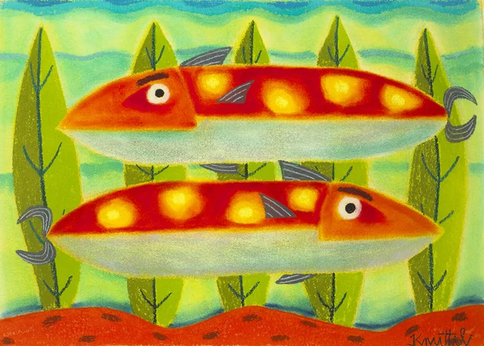 TROPICAL FISH by Graham Knuttel, pastel, offered Oct 2012