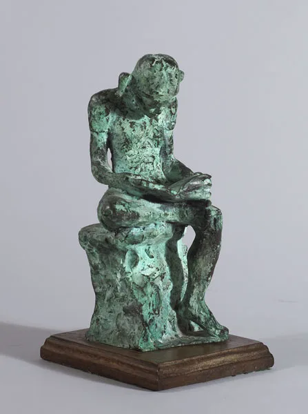 James Mac Carthy, GIRL READING, 1986, bronze with green patina on wooden base (no. 3 from an edition of 6)