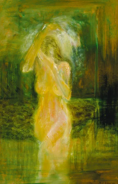 BATHING NUDE by Maurice Desmond, 1980, oil on board, sold May 2012