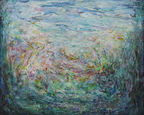 MOVEMENT IN SUMMER by Maurice Desmond, 1991-1993, acrylic on wood, sold May 2012