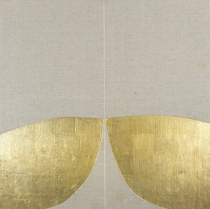 GOLD PAINTING 8/93 by Patrick Scott, gold leaf and tempera on canvas, sold May 2012