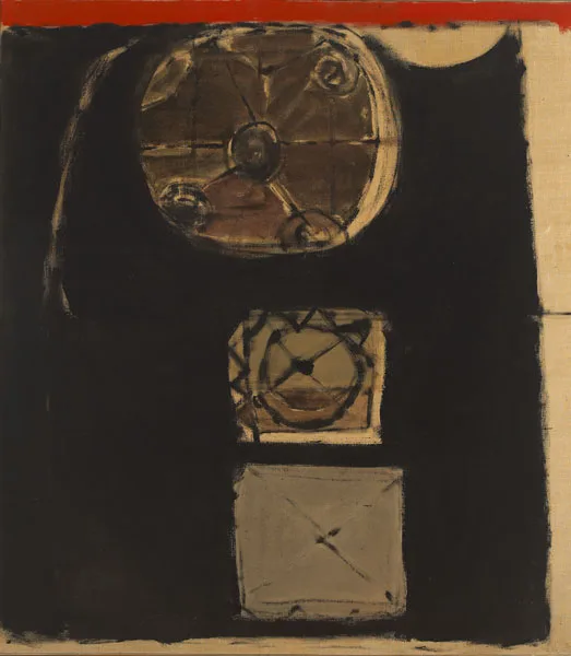 DARK COMPOSITION, 2 by Anna Ritchie, 1964, oil on canvas, offered May 2012