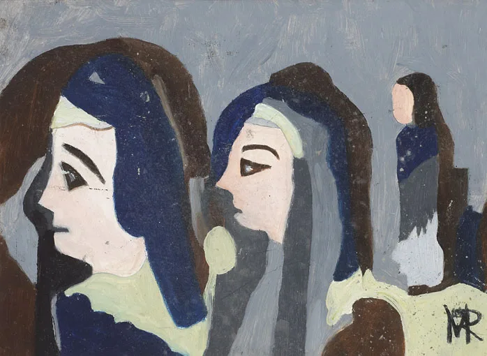 THREE FIGURES by Markey Robinson, oil on paper, offered May 2012