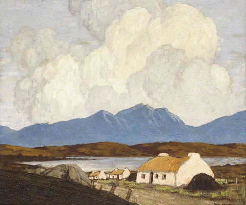 Paul Henry, COTTAGES, WEST OF IRELAND, oil on canvas