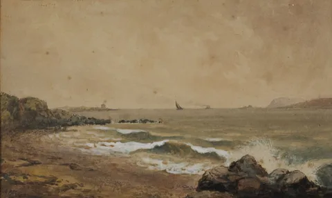Archibald McGoogan, A BREEZY DAY, SUTTON (HOWTH), 1889, watercolour heightened with white