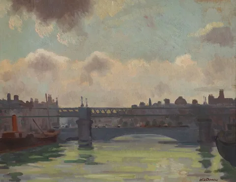 Henry C. O'Donnell, THE RIVER LIFFEY AT BUTT BRIDGE, DUBLIN, oil on canvas laid on board