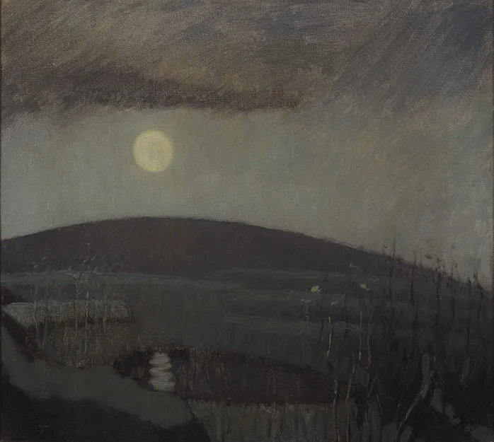 MOONLIGHT ON LAKE by Grace Henry, oil on canvas, offered May 2012