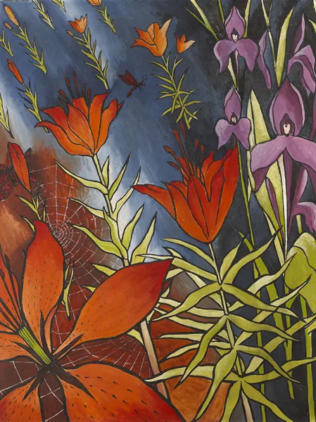 LILIES AND ROSCOEAS by Ralph Cusack, 1950, oil on board, offered May 2012