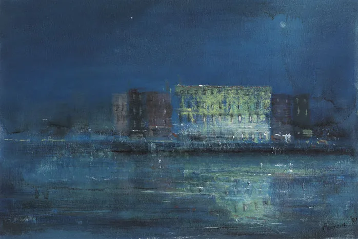 NOCTURNE, ORMOND QUAY, DUBLIN by Peter Pearson, 2001, oil on canvas laid on board, sold May 2012