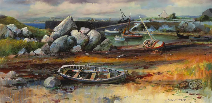 EVENING LIGHT, ERELOUGH, CONNEMARA by Kenneth Webb, oil on canvas, sold May 2012
