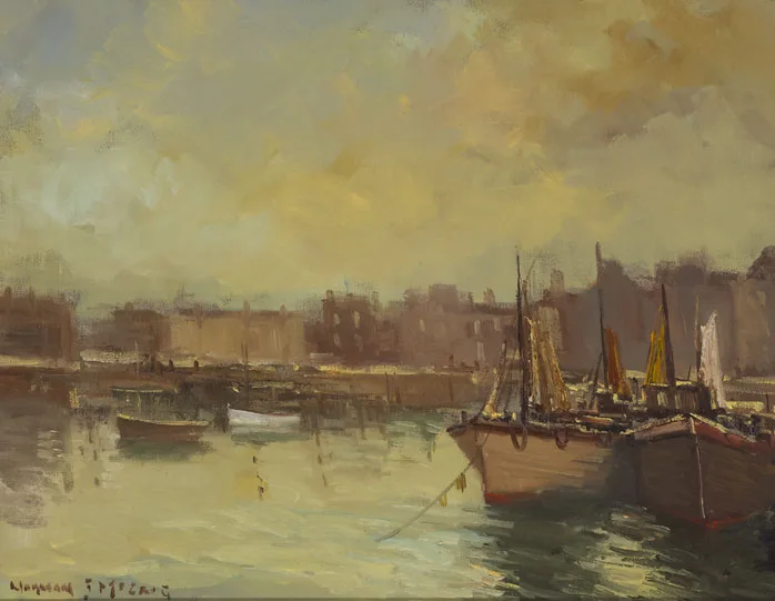 HARBOUR SCENE by Norman J. McCaig, oil on canvas, sold May 2012