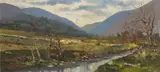 Liam Treacy, WICKLOW LANDSCAPE WITH CATTLE AND COTTAGE
