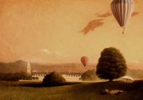 EVENING AT KILMAINHAM WITH SLEEPING FIGURE by Stuart Morle, oil on canvas board, sold May 2012
