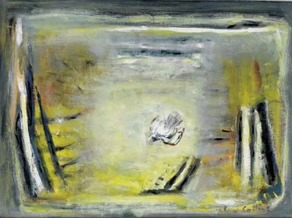 Patrick Collins, BIRD FLYING IN THE WOOD, oil on canvas