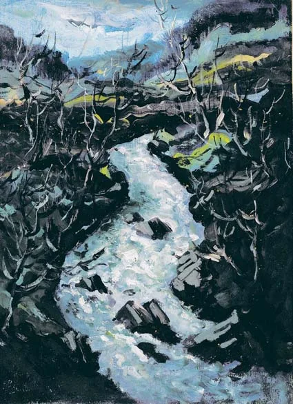 MOUNTAIN STREAM by George Campbell, oil on board, sold Feb 2004