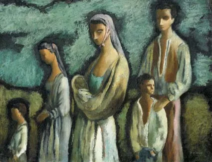 Daniel O'Neill, A WESTERN FAMILY, oil on canvas