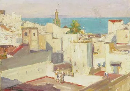 Sir John Lavery, THE HOUSE-TOPS, TANGIER, oil on board