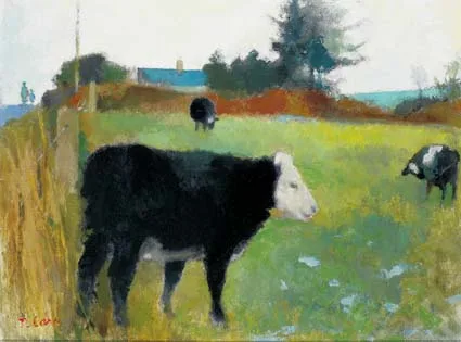 COWS IN A FIELD by Tom Carr, oil on board, sold Feb 2004