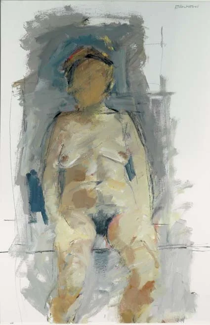SEATED NUDE by Basil Blackshaw, oil on canvas board, sold Feb 2004
