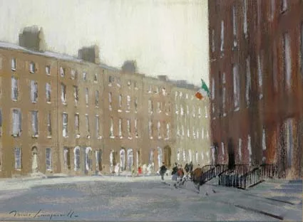 James Longueville, PEMBROKE PLACE, DUBLIN and FITZWILLIAM STREET FROM MERRION SQUARE (A PAIR), pastel