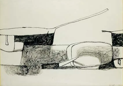 KITCHEN STILL LIFE by William Scott, ink on paper, offered Feb 2004