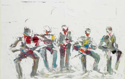 MUSICIANS by John B. Vallely, oil on canvas, sold Feb 2004