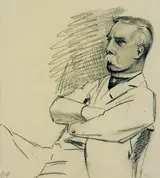 Edith Anna Somerville, MAN SEATED WITH ARMS FOLDED ACROSS HIS CHEST and MAN SEATED AT A ROLL-TOP DESK (2)