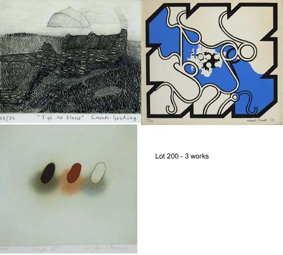 Micheal Farrell, ABSTRACT IN BLUE AND BLACK (WITH TWO OTHERS), silkscreen print; number 24 from an edition of 50