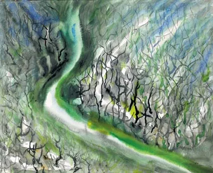 SPRING RETURNING by Richard Kingston, watercolour, offered Feb 2004