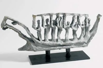 FAMINE BOAT by John Behan, bronze, sold Feb 2004