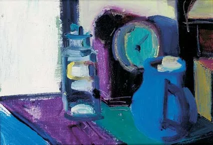 JAR AND CLOCK by Brian Ballard, oil on canvas, sold Feb 2004