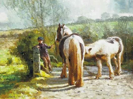 THE FEEDING FOAL by Mark O'Neill, oil on board, sold Feb 2004