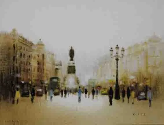 O'CONNELL STREET, DUBLIN by Anthony Robert Klitz, oil on canvas, sold Nov 2002