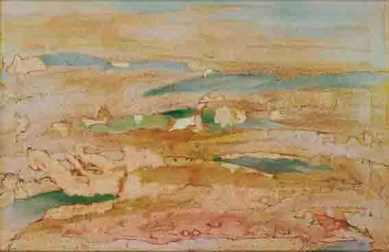 LANDSCAPE WITH GREEN FIELDS by Patrick O'Reilly, oil on canvas, sold Nov 2002