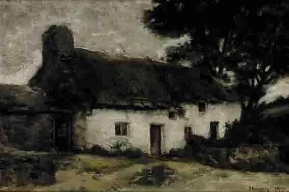 John Crampton Walker, THATCHED COTTAGE, oil on canvas