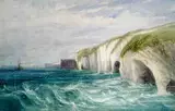 Andrew Nicholl, STEAMER OFF THE COAST WITH DUNLUCE CASTLE, COUNTY ANTRIM BEYOND