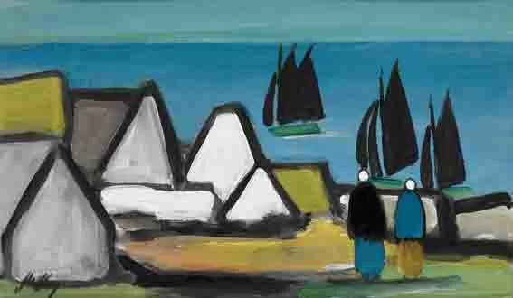 GOING DOWN TO THE HARBOUR by Markey Robinson, oil on board, sold Nov 2002