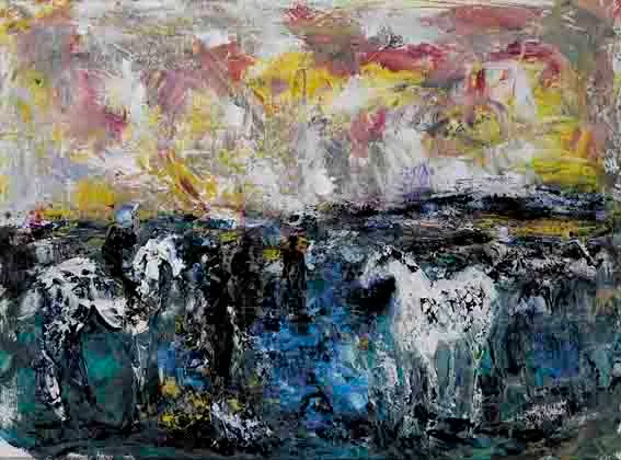 HORSE FAIR by Declan O'Connor, oil on canvas board, sold Nov 2002
