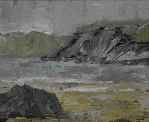 THE BLASKETS FROM SLEA HEAD by Yvonne Moore, oil on canvas board, sold Nov 2002