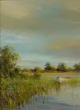 Norman J. McCaig, MOORED BOAT ON LOUGH ERNE