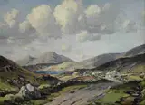 Charles McAuley, COASTAL ROAD WITH COTTAGES AND HILLS