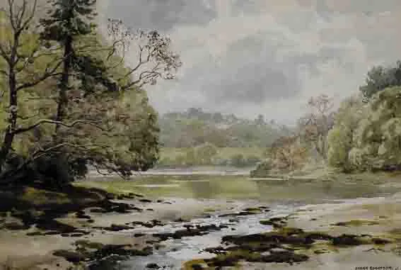 A RIVER LANDSCAPE by Frank Egginton, watercolour, sold Nov 2002