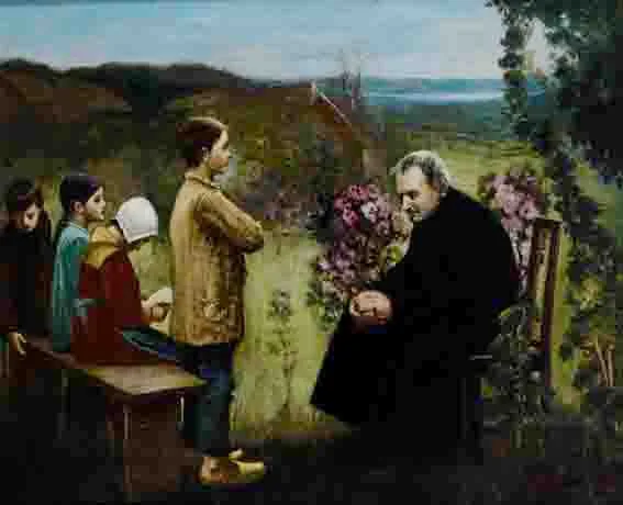 THE LESSON by Joseph Malachy Kavanagh, oil on canvas, offered Nov 2002
