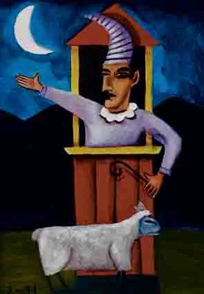PUNCH AS SHEPHERD by Graham Knuttel, oil on canvas, sold Nov 2002