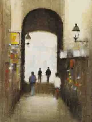 MERCHANT'S ARCH, DUBLIN by Anthony Robert Klitz, oil on canvas, sold Sep 2002