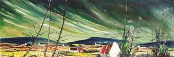 BLUE STACK MOUNTAINS by Norman J. McCaig, oil on board, sold Sep 2002