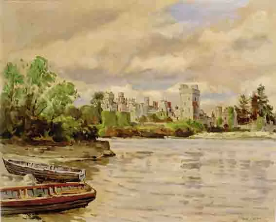 ASHFORD CASTLE by Robert Taylor Carson, oil on canvas, sold Sep 2002