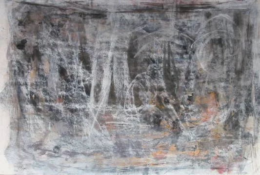 ALLEGORY by Nancy Wynne-Jones, mixed media on paper, offered Sep 2002