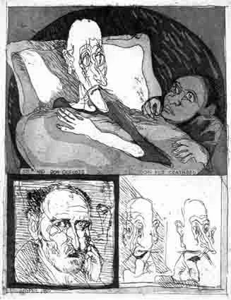 Brian Bourke, SELF AND DON QUIXOTE [SET OF SIX], colour etchings