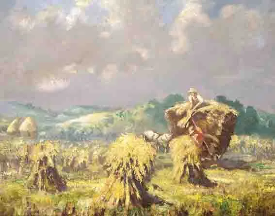 Seán O'Sullivan, HAYMAKING, oi on canvas